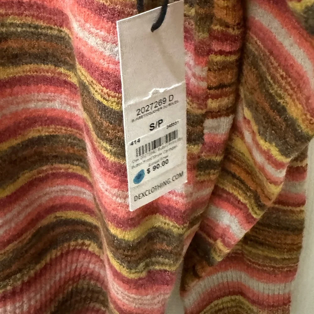 NWT DEX Sunset stripped cardigan size S super soft